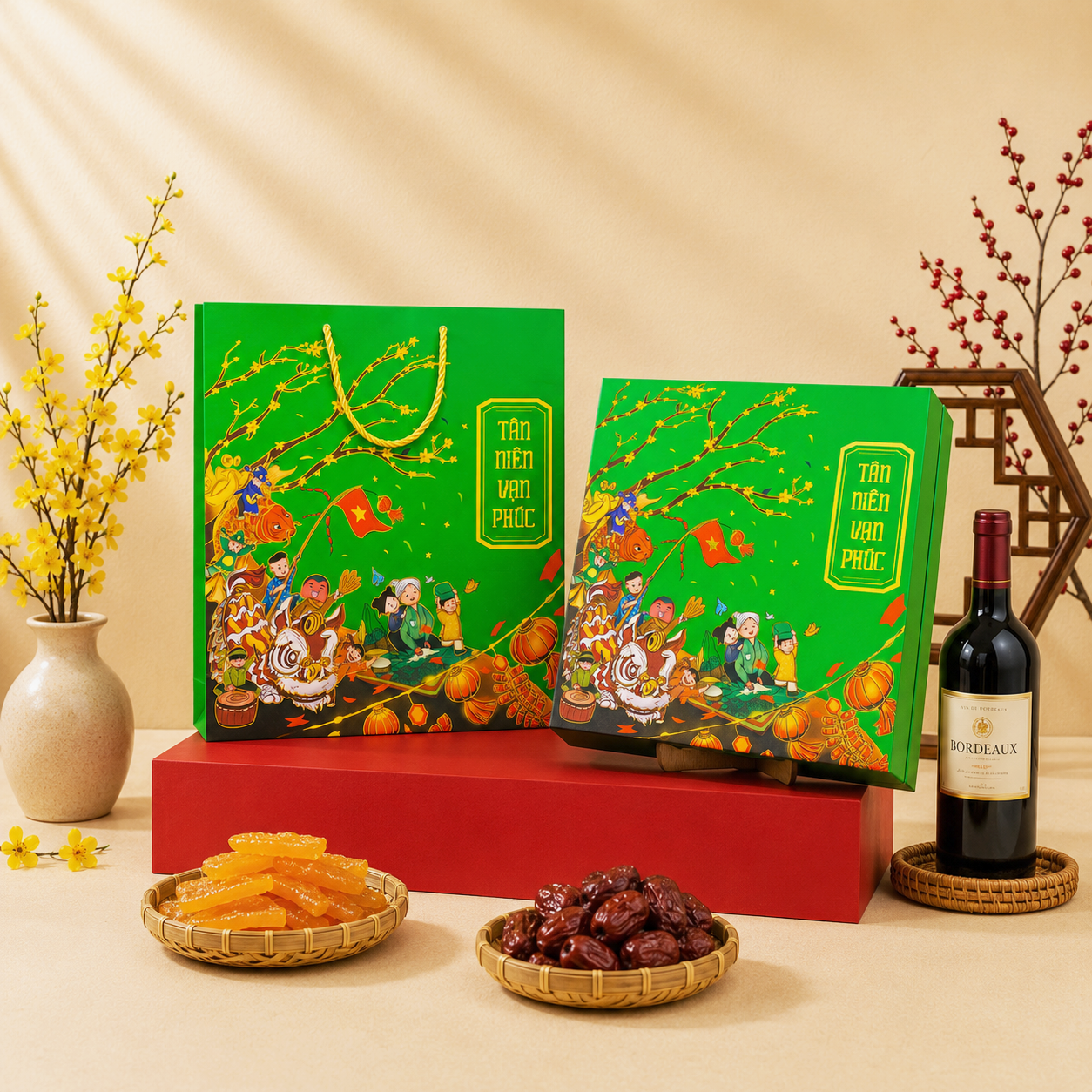 Hộp đựng quà Tết âm dương - Tân Niên Vạn Phúc