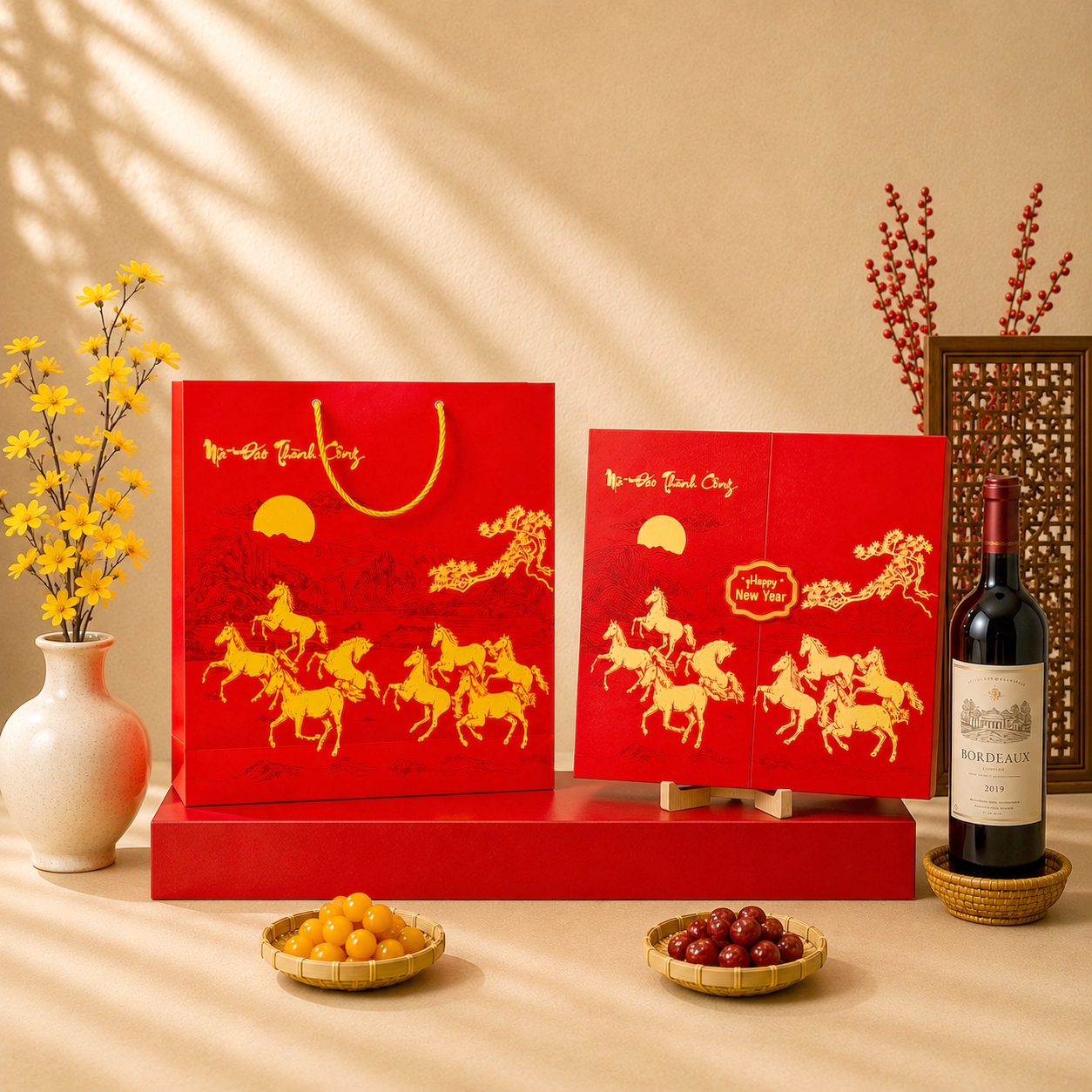 Hộp đựng quà Tết hai cửa - Mã Đáo Thành Công
